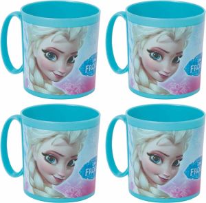 Disney Set van 4x stuks plastic Frozen thema drink bekers 350 ml voor kinderen peuters