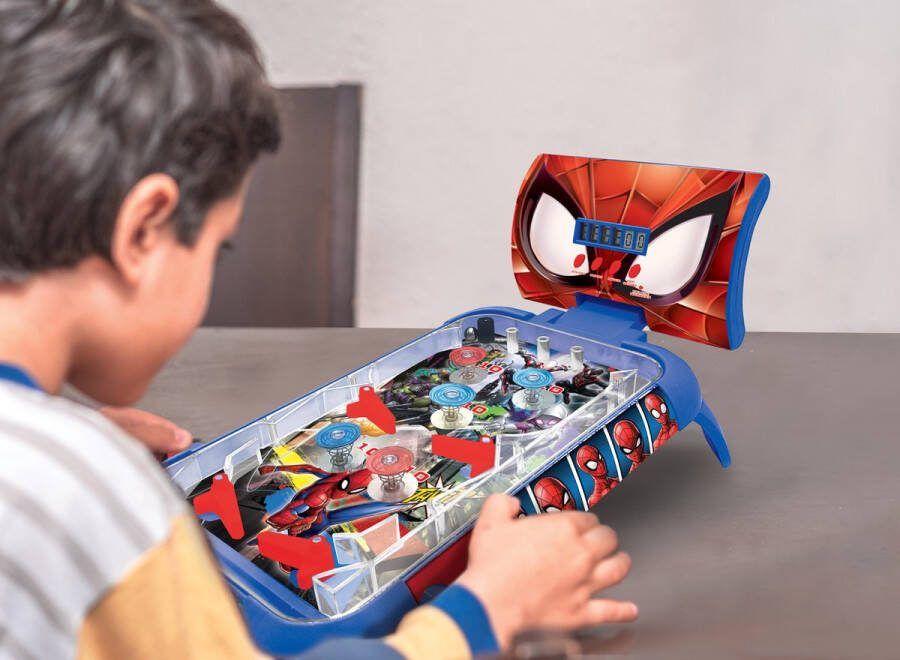 LEXIBOOK SPIDER MAN Lexibook Marvel Spider-Man tafel elektronische flipperkast actie- en reflexspel voor kinderen en gezinnen LCD-scherm licht- en geluidseffecten blauw rood JG610SP
