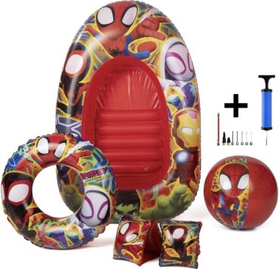 Disney Spiderman Zwem Set Met Boot Spiderman Zwemset Kind Zwem Accessoires Swimming Play Set + Pomp Rood Red