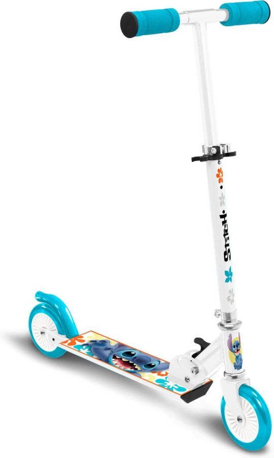 Disney Stitch 2-wiel Kinderstep Opvouwbaar Voetrem Wit petroblauw