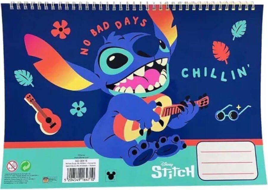 Disney Stitch schetsboek A4 met stickers en 3 kleurplaten