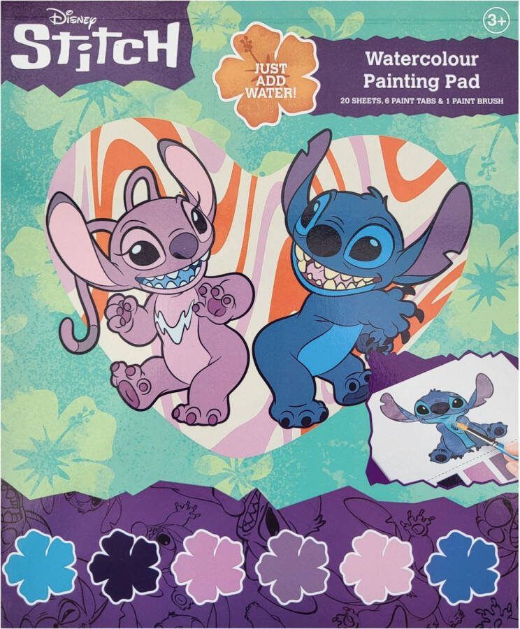 Disney Stitch Waterverf blok met kwast kleurboek