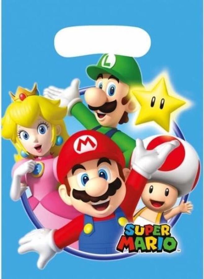 Super Mario thema feestzakjes 8 stuks uitdeelzakjes