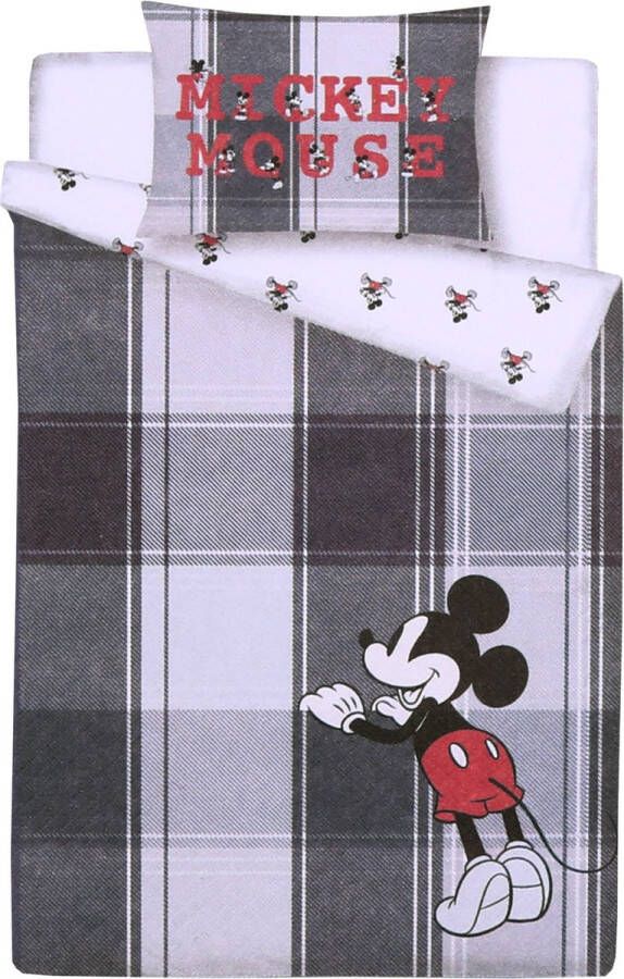 Disney Zwart-grijs dubbelzijdig katoenen beddengoed 135x200 Mickey OEKO-TEX