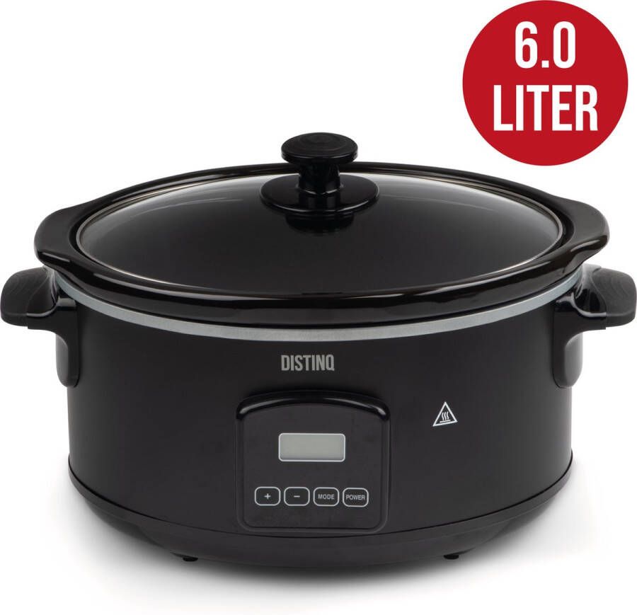 DistinQ Digitale Slowcooker 6 liter – Keramische binnenpan Warmhoudfunctie