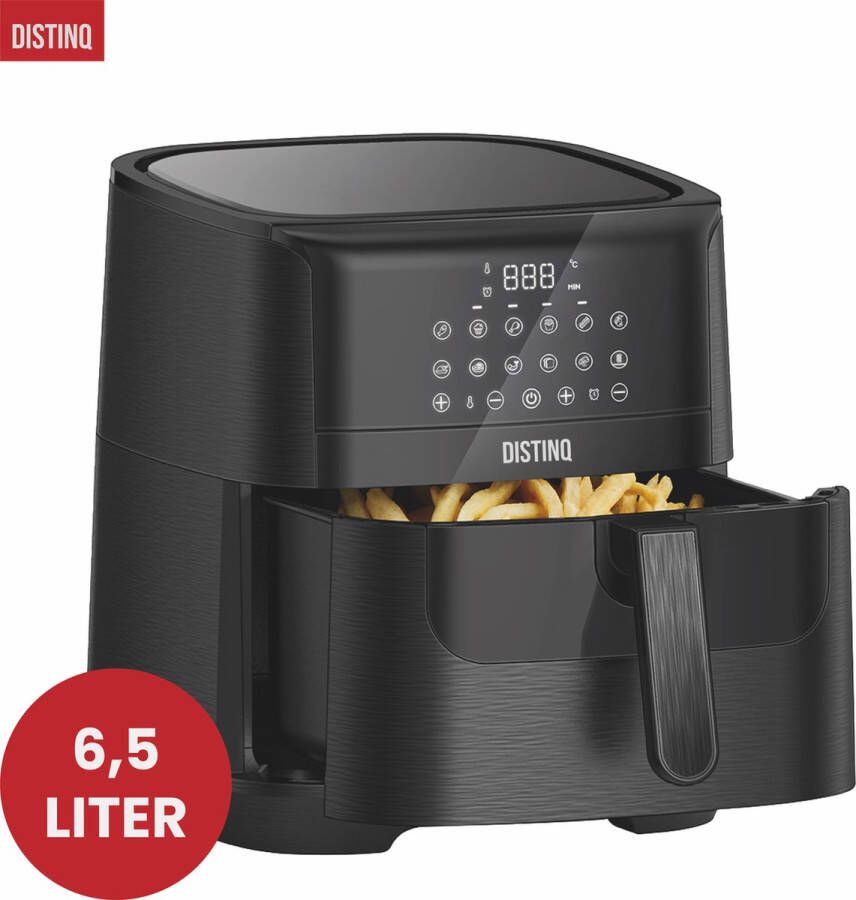 DistinQ Heteluchtfriteuse XXL AirFryer 1800Watt Inhoud 6 5 liter Zwart