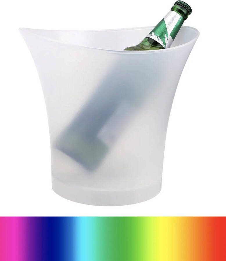 Divencie Champagne Emmer ijs Emmer 5L LED-ijsemmer Wijnkoeler Drankkoeler 6 kleuren Lichtgevend Waterdicht