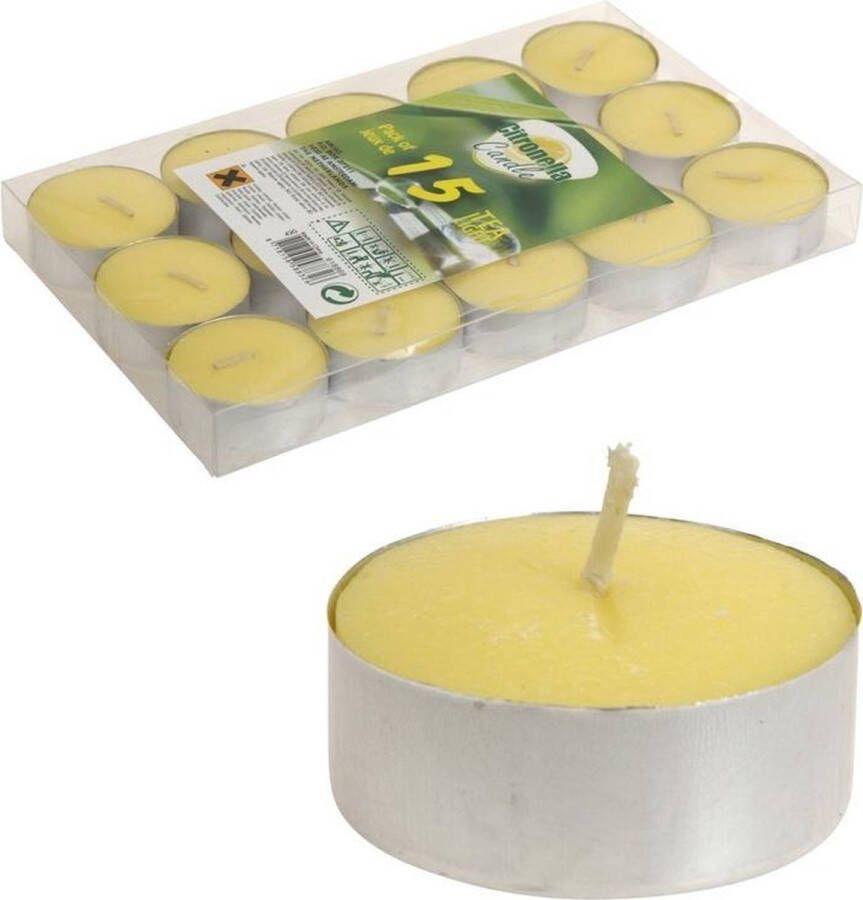 Merkloos Sans marque 45x stuks Citronella theelichten anti muggen en insecten kaarsjes