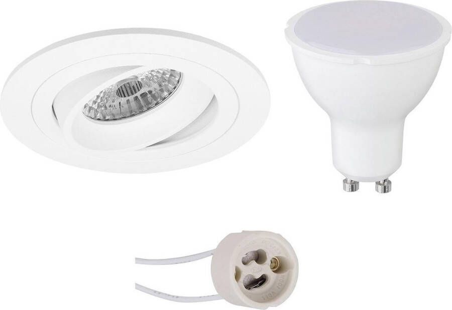 BES LED Spot Set Pragmi Alpin Pro GU10 Fitting Inbouw Rond Mat Wit 4W Helder Koud Wit 6400K Kantelbaar Ø92mm