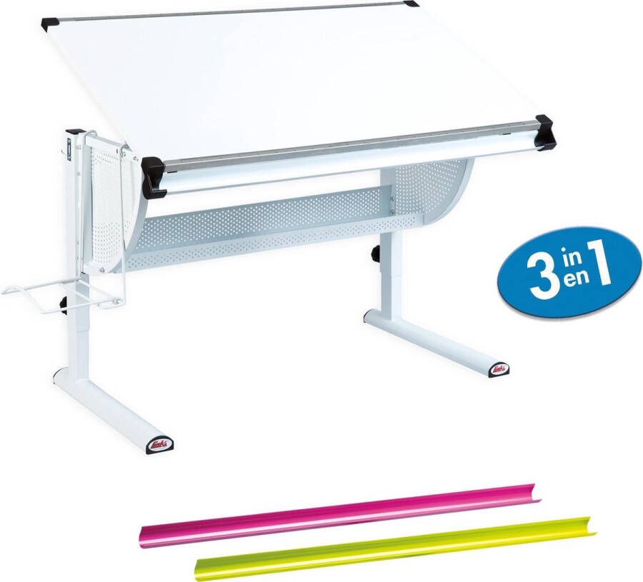 Hioshop Matkan bureau wit roze groen.