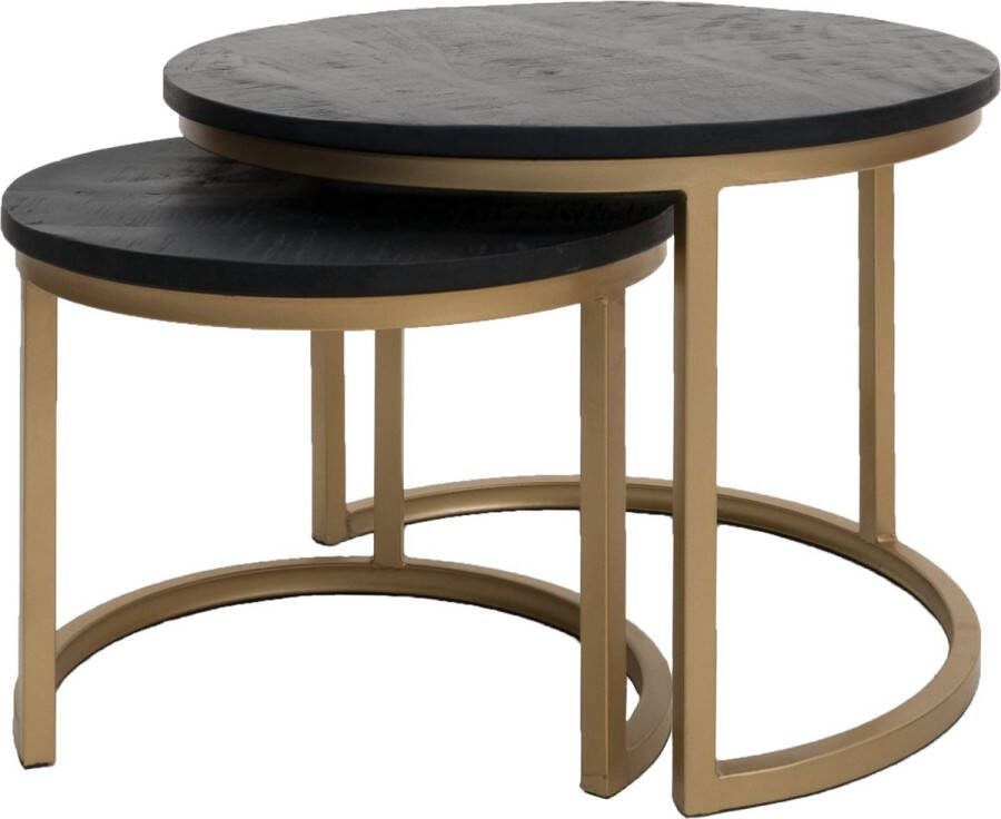 Merk onbekend 2 Salontafels Zwart & Goud Mangohout & Metaal