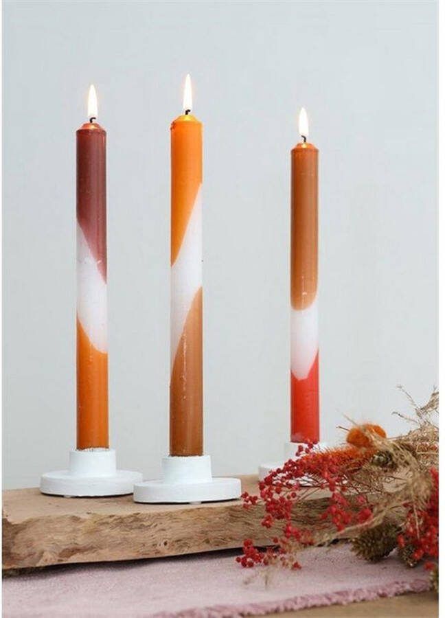 Merk onbekend Dip Dye Dinerkaarsen Oranje Bruin Rood 3 stuks