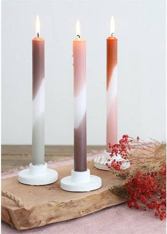 Merk onbekend Dip Dye Dinerkaarsen Roze Bruin Grijs 3 stuks