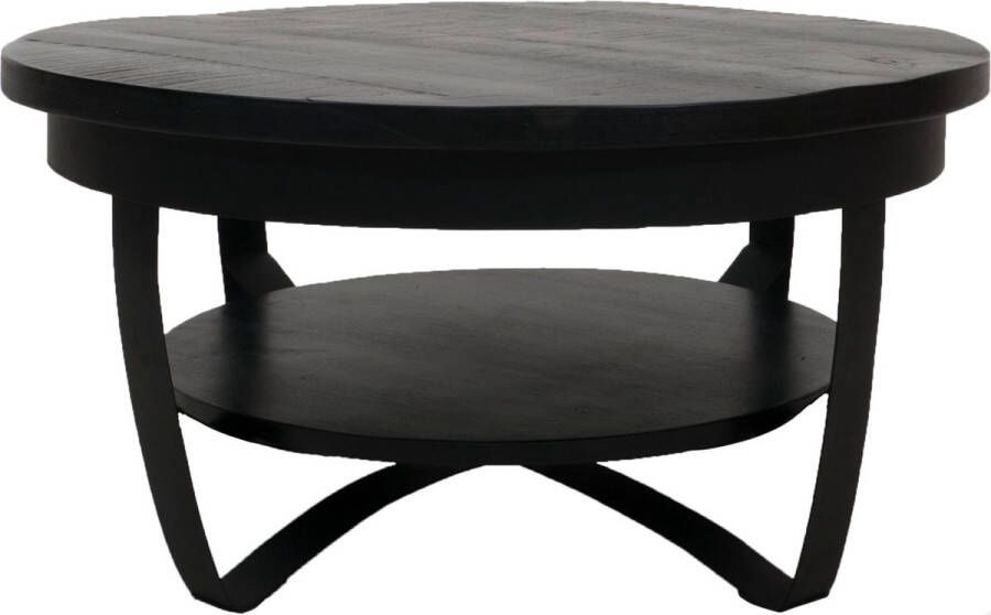 Merk onbekend Salontafel Rond 70CM Zwart Mangohout & Metaal
