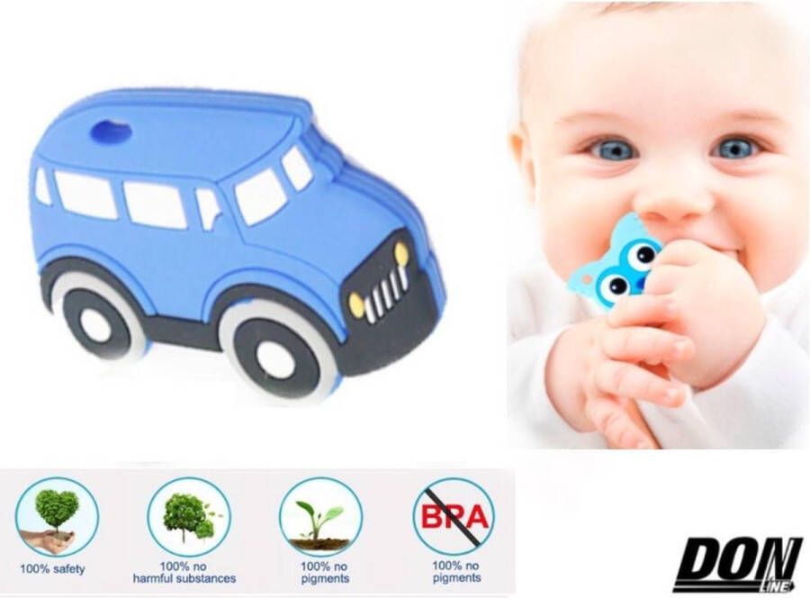 1 x Blauw Auto Siliconen Bijtring Blue Car Silicone Teether BPA Free Baby Bijtring Auto Ontwerp BPA Vrij Food Grade Silicone Bijtspeeltje Bijtring Kauwring