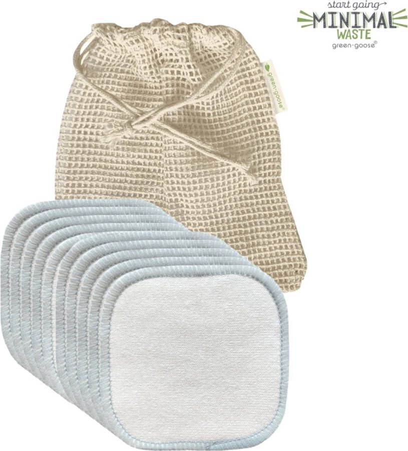 Merkloos Sans marque 10 Herbruikbare Bamboe Wattenschijfjes Wasbare Wattenschijfjes Reusable Makeup Removal Pads Zero Waste Ecofriendly Wit met Groen