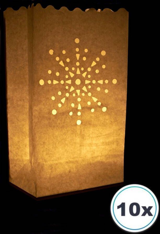 Merkloos Sans marque 10 x Candle bag STRALENDE ZON papieren kaars houder lichtzak candlebag candlebags sfeerlicht bedrukt logo foto. . No13