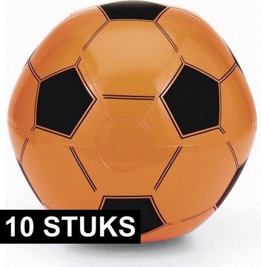 Merkloos Sans marque 10x Opblaasbare oranje voetbal strandbal speelgoed Strandballen Buitenspeelgoed
