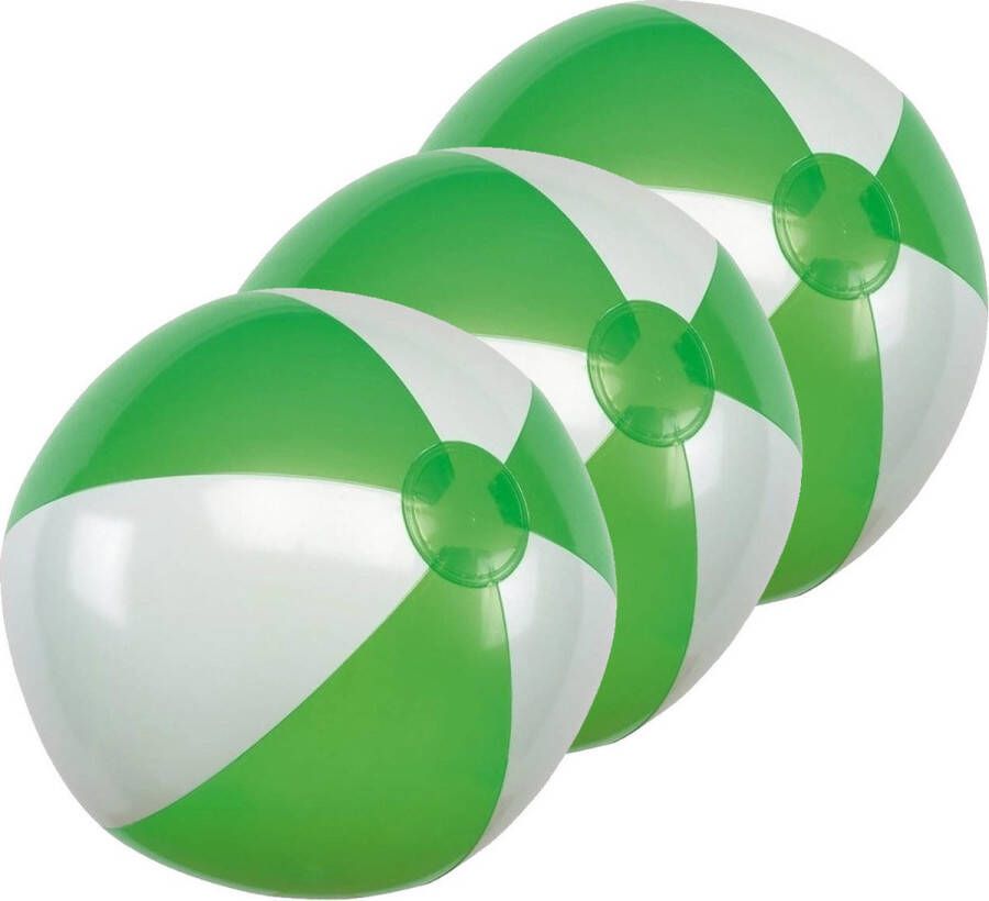 Merkloos Sans marque 10x Opblaasbare strandballen groen wit 28 cm speelgoed Buitenspeelgoed strandballen Opblaasballen Waterspeelgoed