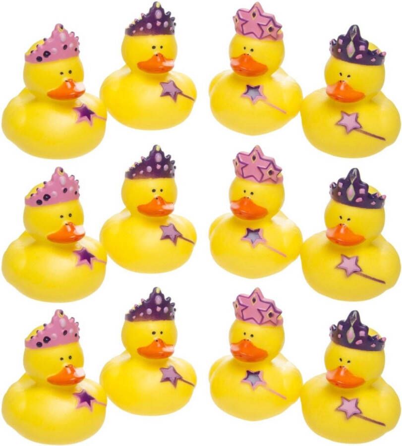 Merkloos Sans marque 12x Badeendjes prinsessen badspeelgoed 5 cm Speelgoed Badspeeltjes Badeendjes