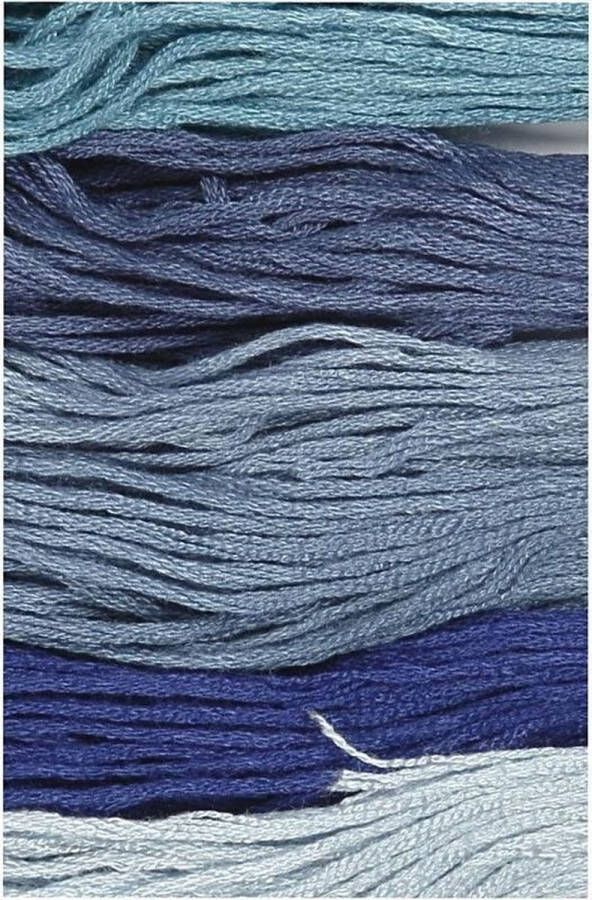 Merkloos Sans marque 12x Hobby borduurgaren blauwtinten 1mm naaigaren katoen