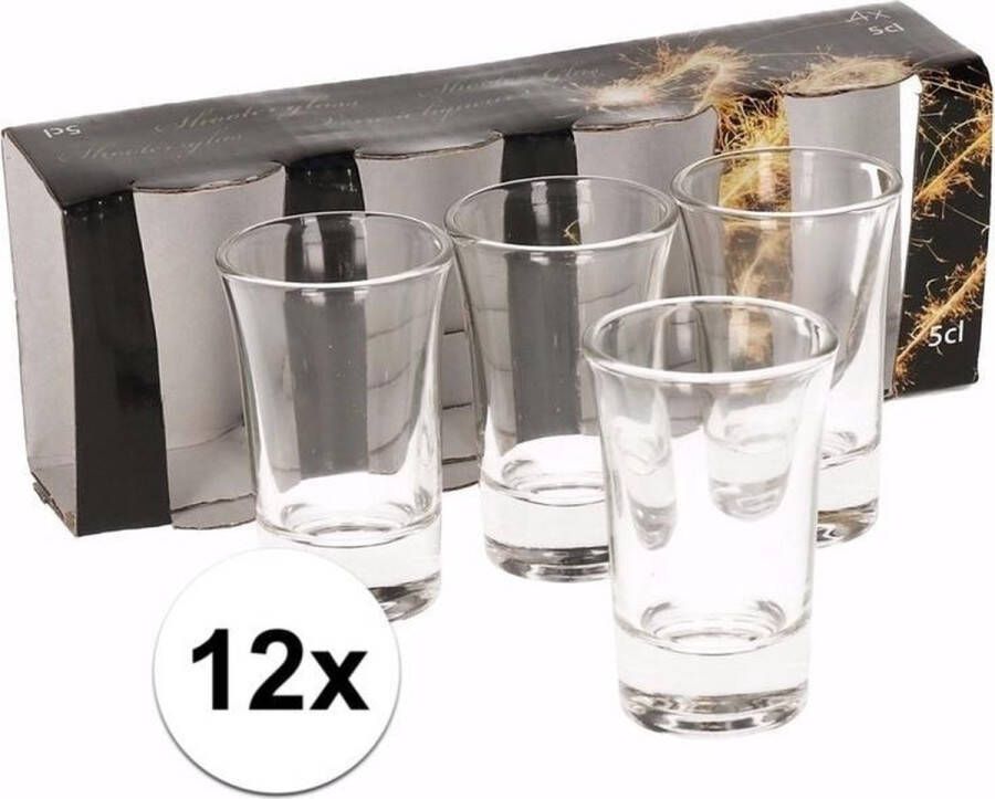 Merkloos Sans marque 12x shotglazen borrelglaasjes 5 cl glas