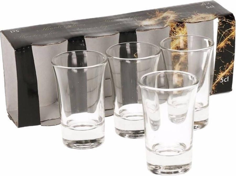 Merkloos Sans marque 12x stuks glazen luxe shotglaasjes 5 cl voor drankspelletjes shotjes van glas