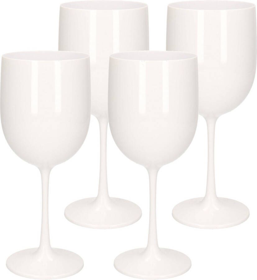 Merkloos Sans marque 12x stuks onbreekbaar wijnglas wit kunststof 48 cl 480 ml Onbreekbare wijnglazen