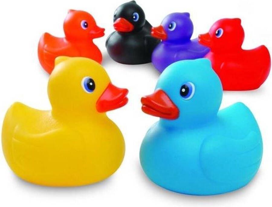 Merkloos Sans marque 12x stuks rubberen badeendjes gekleurd in koker 6 cm Bad speeltjes