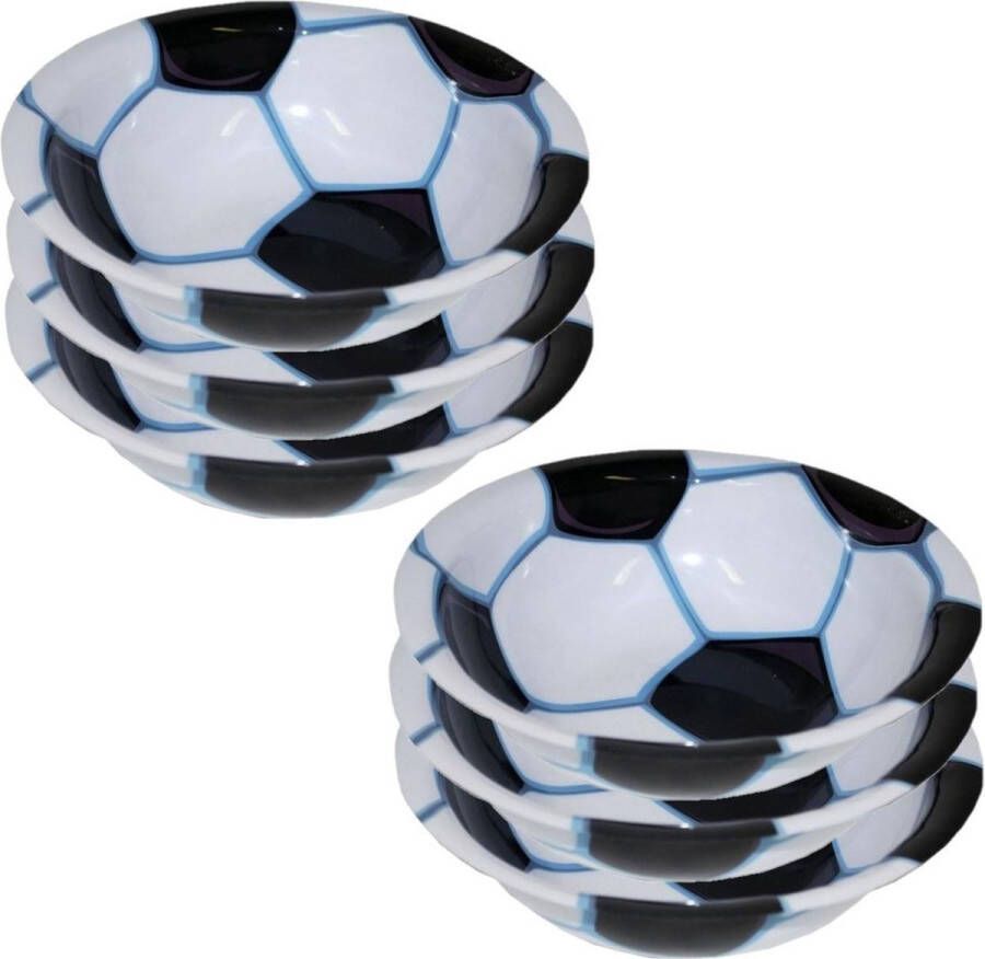 Merkloos Sans marque 12x stuks voetbal bordjes kom schaaltje van plastic 17 5 cm bordjes en schaaltjes