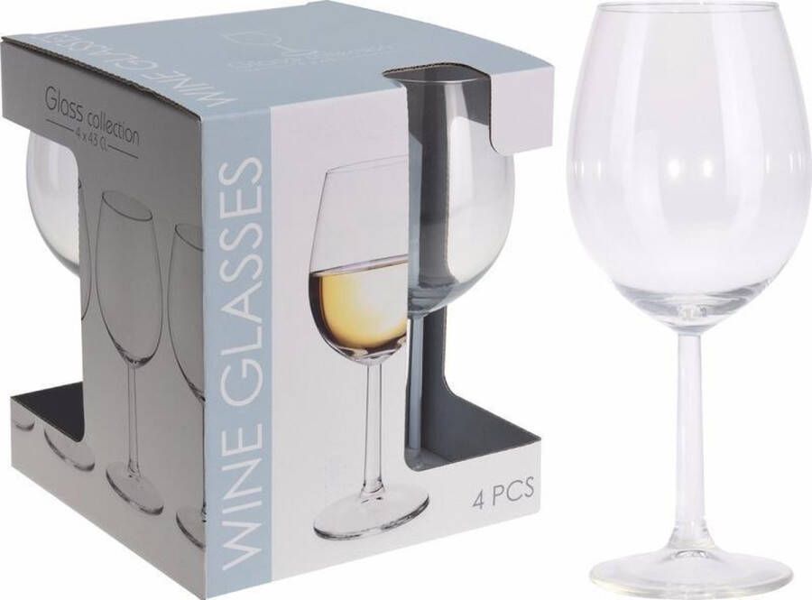Merkloos Sans marque 12x Wijnglazen transparant set 430 ml 12-delig wijnglas drinkglazen