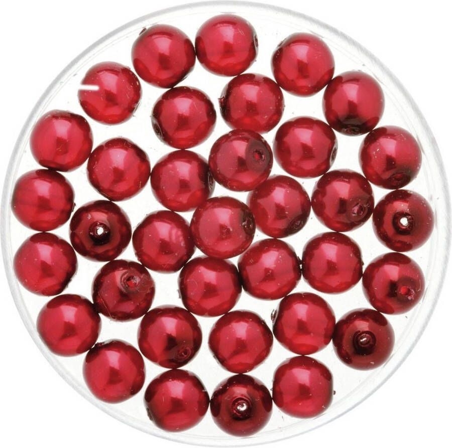 Merkloos Sans marque 150x stuks sieraden maken Boheemse glaskralen in het transparant bordeaux rood van 6 mm Kunststof reigkralen