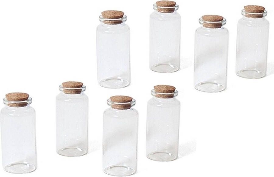 Merkloos Sans marque 16x Kleine transparante glazen flesjes met kurken dop 12 ml Hobby set mini glazen flesjes met kurk