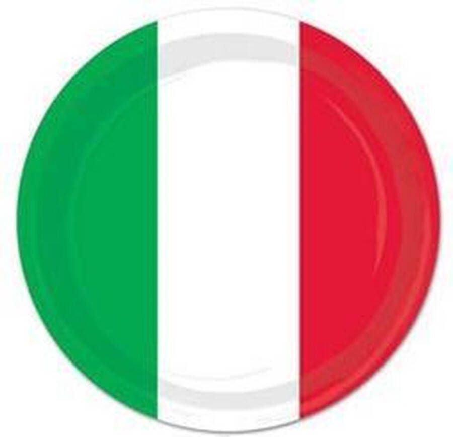 Merkloos Sans marque 16x stuks Kartonnen bordjes Italie Italiaanse vlag print 23 cm Partybordjes Italie thema