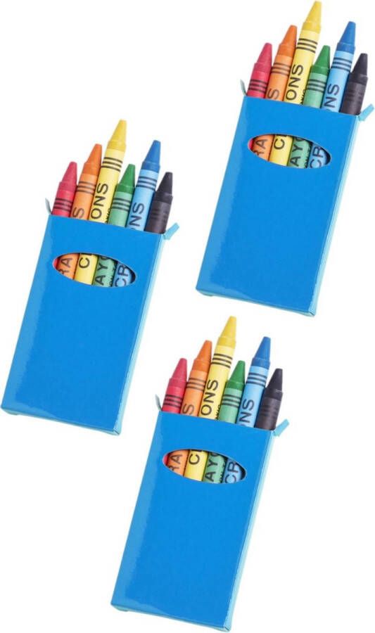 Merkloos Sans marque 18x pakjes waskrijtjes 6 stuks gekleurd Kinderfeestje Krijtjes Tekenmatriaal