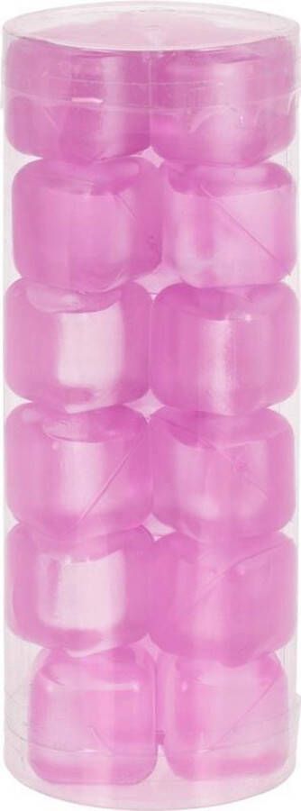 Merkloos Sans marque 18x Plastic herbruikbare roze ijsklontjes ijsblokjes gekleurd Kunststof ijsblokjes roze Verkoeling artikelen Gekoelde drankjes maken