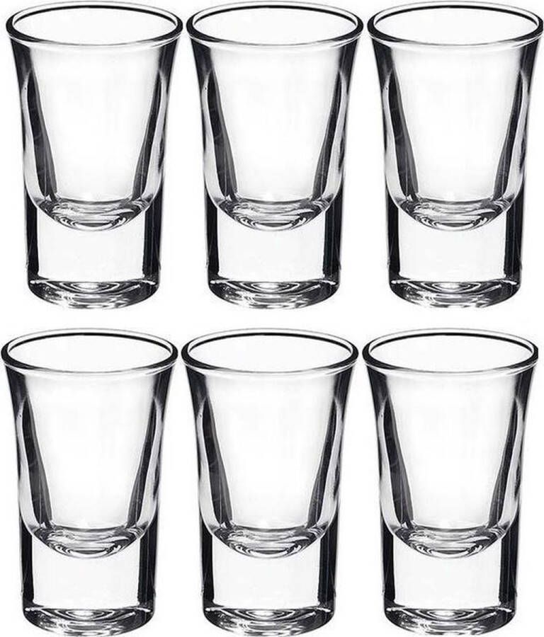 Merkloos Sans marque 18x shotglazen borrelglaasjes 35 ml glas rond shotglas borrelglas