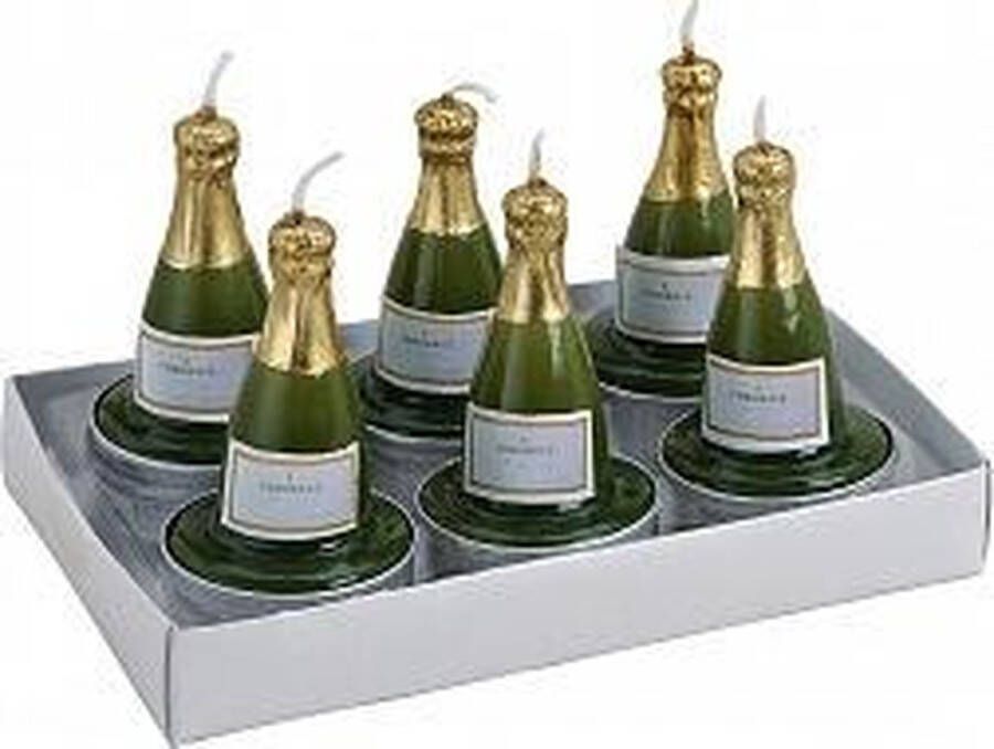 18x stuks Champagnefles theelichtjes waxinelichtjes