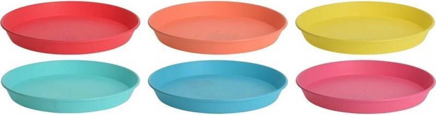Merkloos Sans marque 18x stuks gekleurde borden kunststof 23 cm Campingservies picknickservies