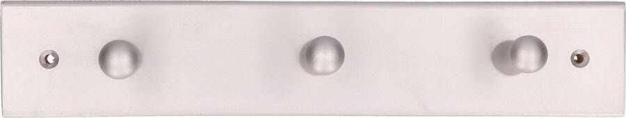 Merkloos Sans marque 1x Houten kapstokken jashaken met 3x enkele haak beuken grijs 5.5 x 32 cm kapstok wandkapstokken deurkapstokken