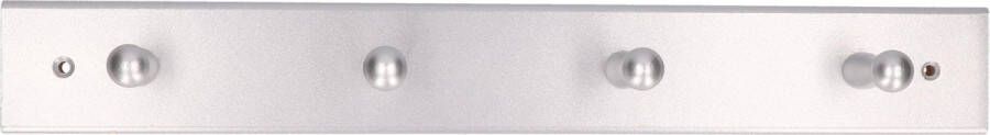 Merkloos Sans marque 1x Houten kapstokken jashaken met 4x enkele haak beuken grijs 5.5 x 32 cm kapstok wandkapstokken deurkapstokken
