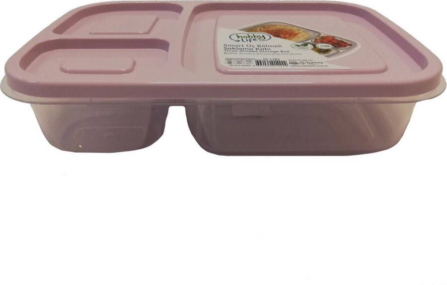 Merkloos Sans marque 1x Lunchboxen bewaarbakjes 3- vaks met deksel 2.6 liter Keukenbenodigdheden Eten bewaren Vershoudbakjes