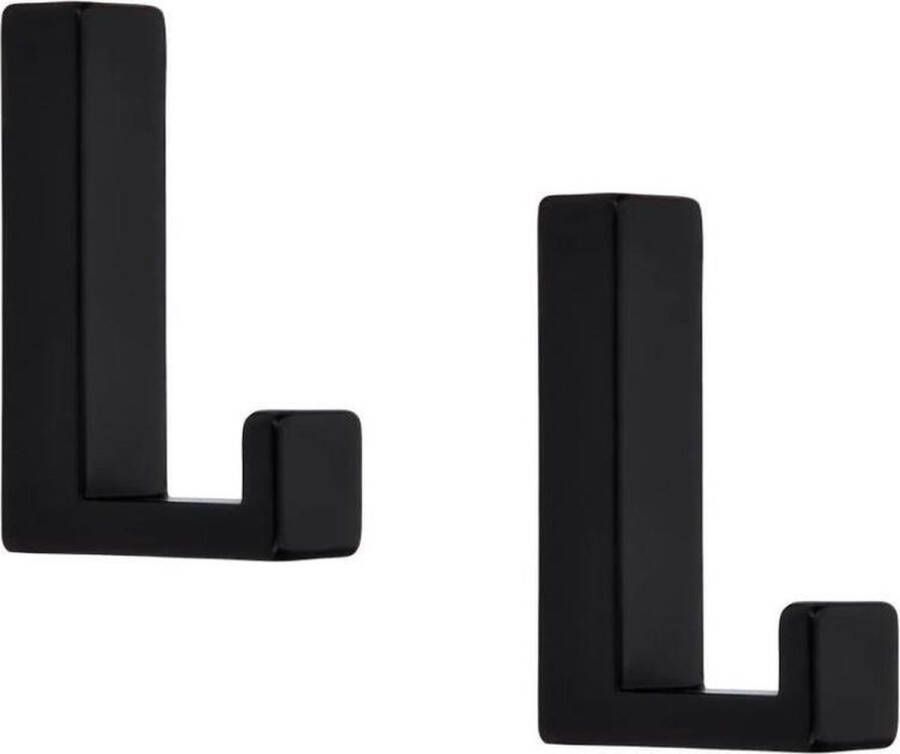 Merkloos Sans marque 1x Luxe kapstokhaken jashaken modern zwart met enkele haak hoogwaardig metaal 4 x 6 1 cm metalen kapstokhaakjes garderobe haakjes