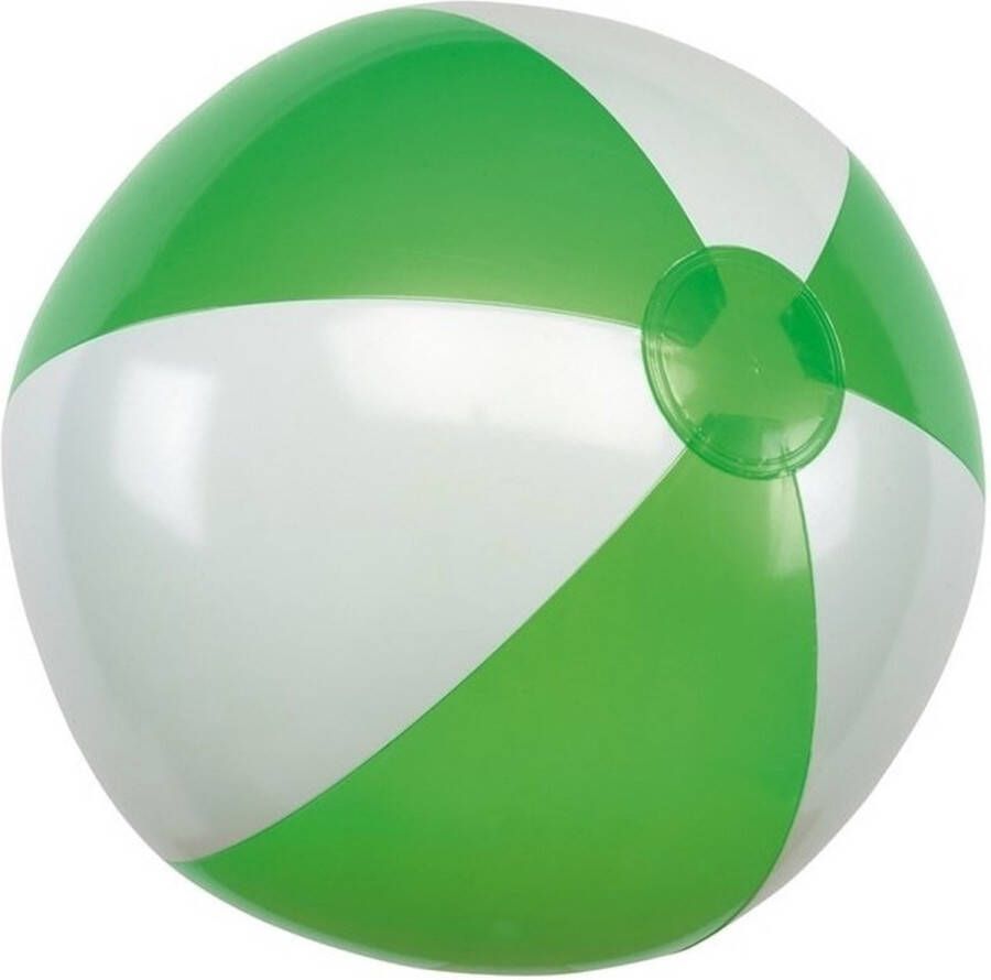 Merkloos Sans marque 1x Opblaasbare strandbal groen wit 28 cm speelgoed Buitenspeelgoed strandballen Opblaasballen Waterspeelgoed