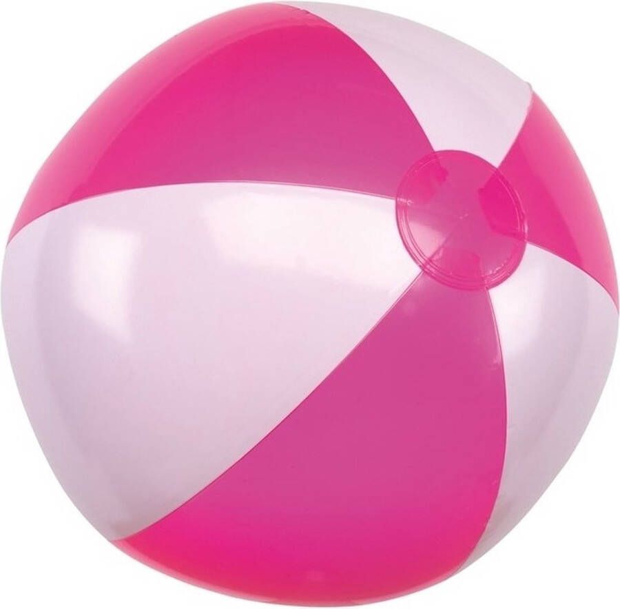 Merkloos Sans marque 1x Opblaasbare strandbal roze wit 28 cm speelgoed Buitenspeelgoed strandballen Opblaasballen Waterspeelgoed
