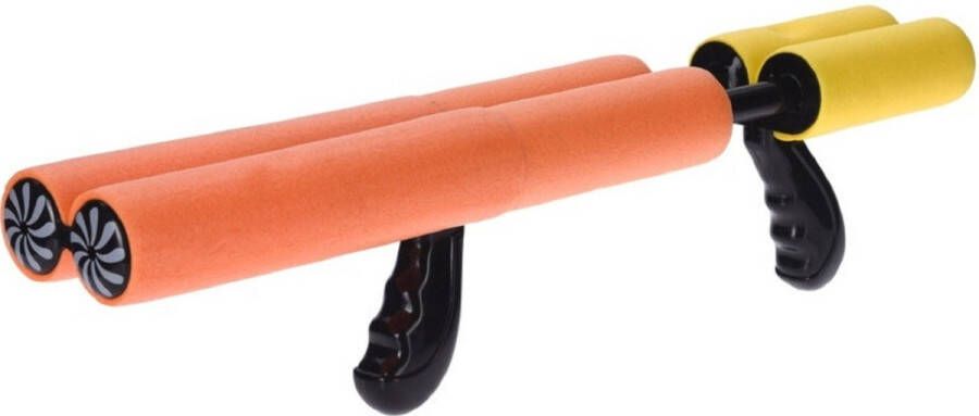 Merkloos 1x Oranje waterpistool waterpistolen van foam 40 cm met handvat en dubbele spuit Waterpistolen