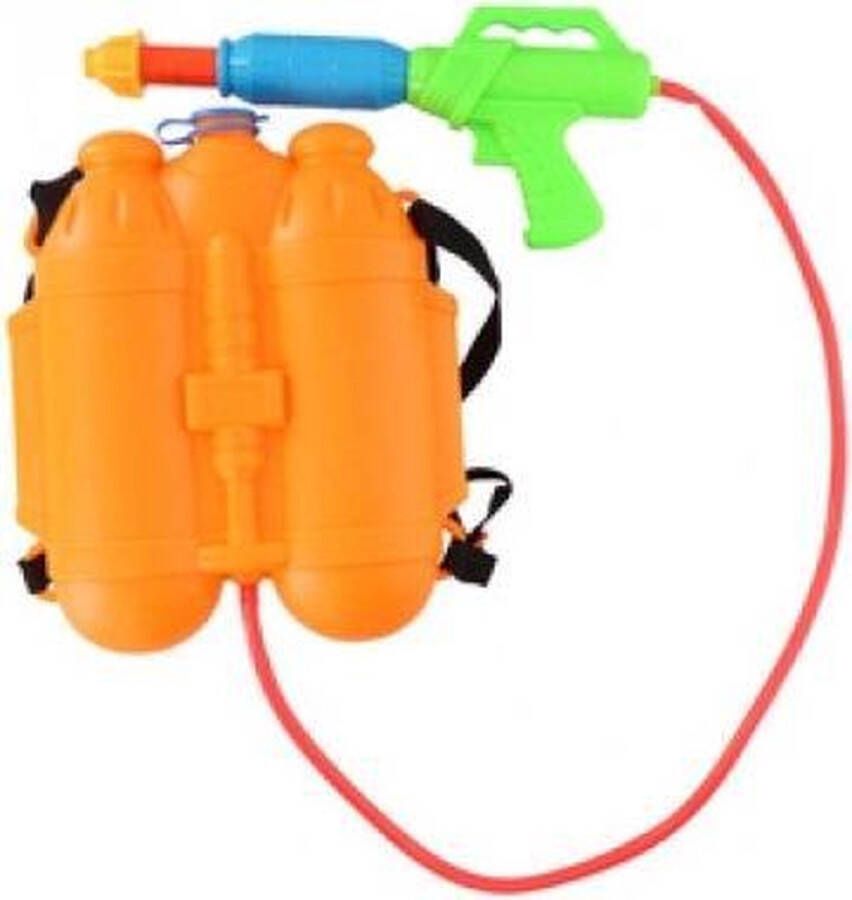 Merkloos Sans marque 1x Speelgoed waterpistool waterpistolen oranje watertank rugzak met waterspuit