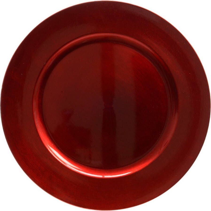 Merkloos Sans marque 1x stuks kaarsenborden onderborden rood glimmend 33 cm Kaarsenbord onderzet bord voor kaarsen
