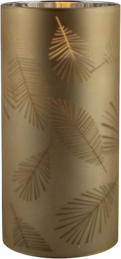 Merkloos Sans marque 1x stuks luxe led kaarsen in goud bladeren glas D7 x H15 cm Woondecoratie Elektrische kaarsen