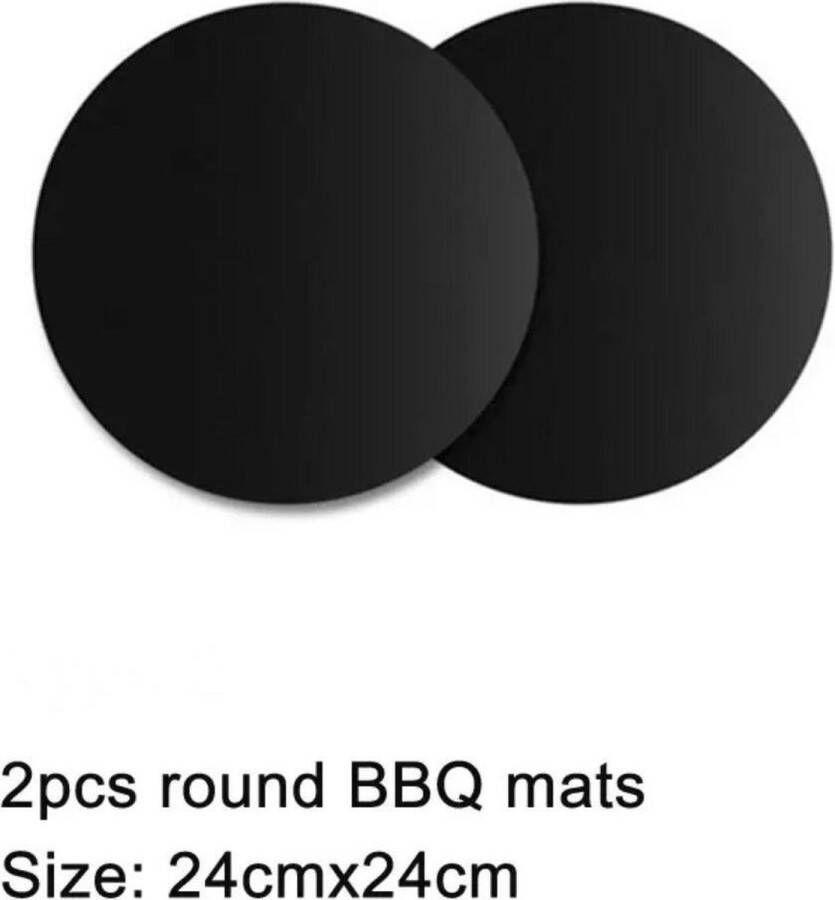 Merkloos Sans marque 2 RONDE antikleef BBQ matten ovenbeschermer bakpannen beschermer ROND